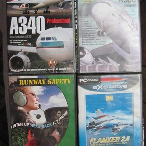 4 PC CD-ROM Flight Simulator Software Games Airbus Runway Safety Flanker Combat